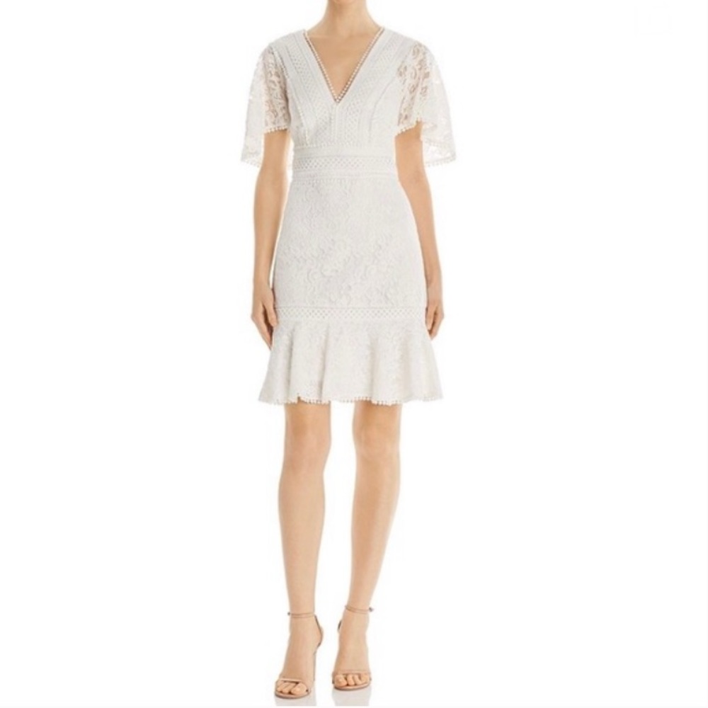 Eliza J Flounce Lace dress - Ivory